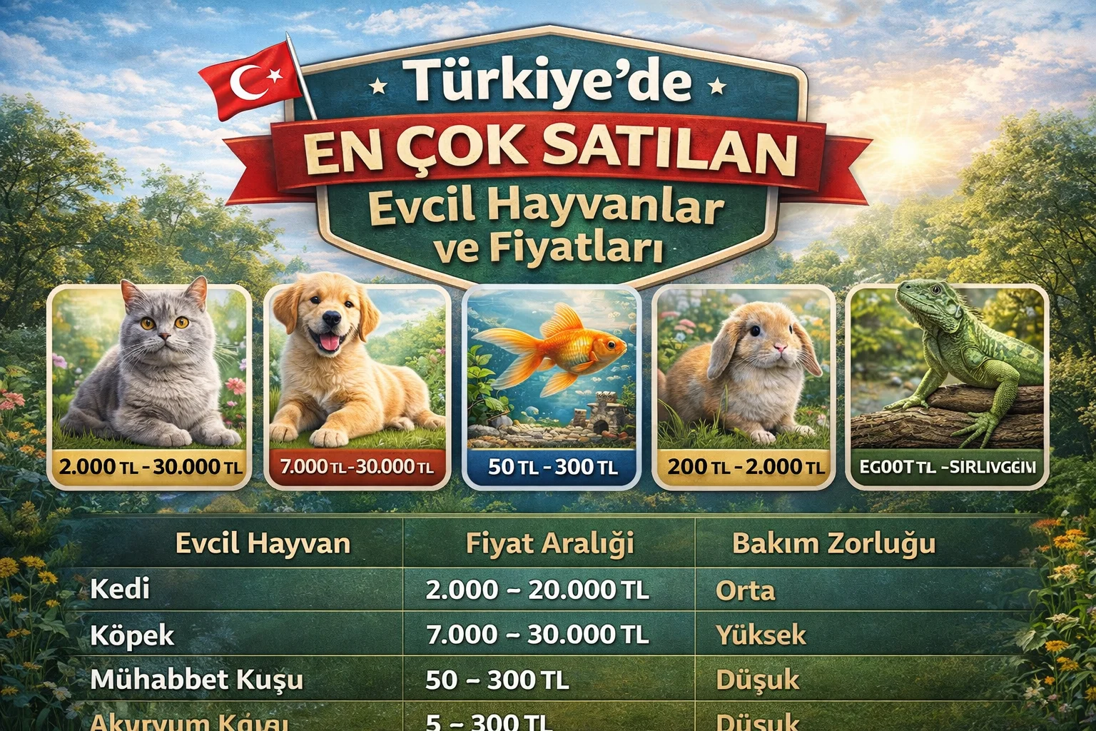 Türkiye’de En Çok Satılan Evcil Hayvanlar ve Fiyatları